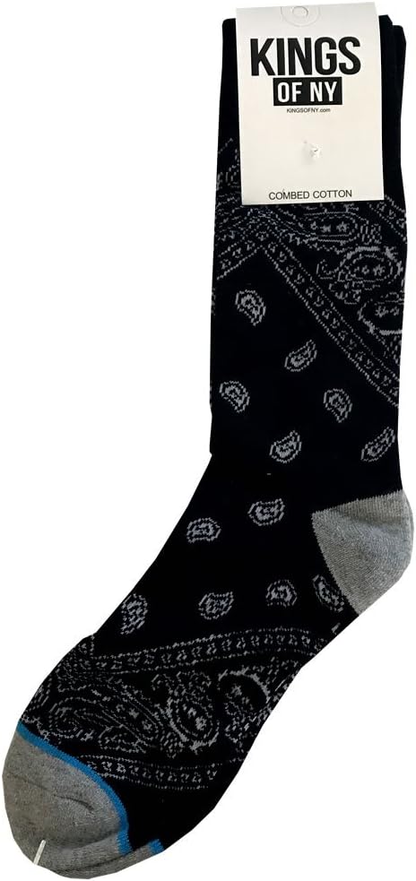 Kings Of NY Red and Black Bandana Paisley Print Casual Cotton Socks