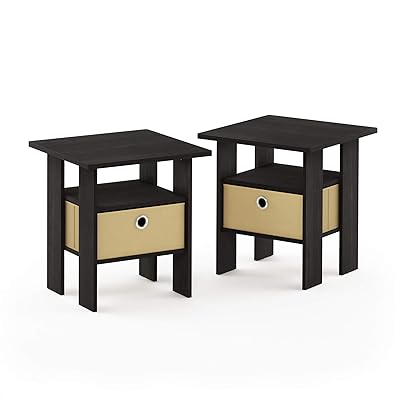 Furinno End Table Bedroom Night Stand, Petite, Espresso