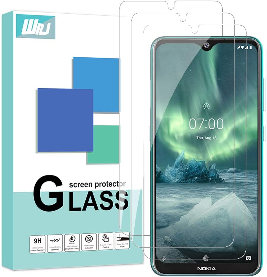 [3 Pack] WRJ Screen Protector for Nokia 7.2/Nokia 6.2 Screen Protector HD Anti-Scratch Anti-Fingerprint No-Bubble 9H Hardness Tempered Glass with Lifetime Replacement Warranty