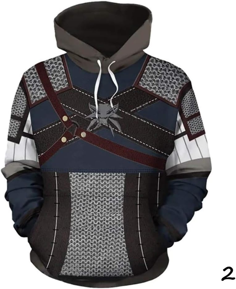 XYQB Men's The Witcher 3: Wild Hunt Theme Printed Hoodie, Casual Sweatshirt Polyester Cosplay Hoodie