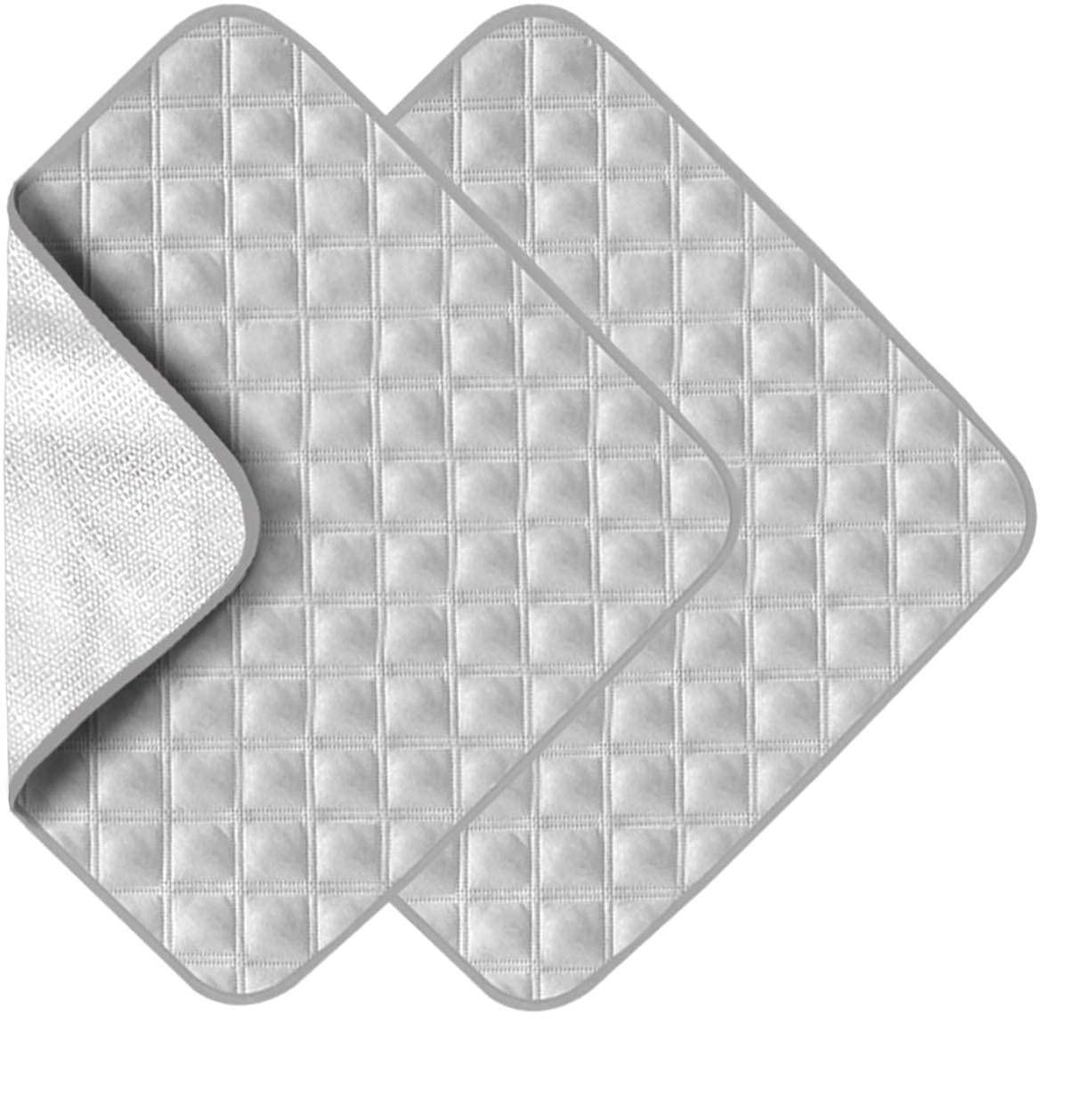Incontinence Pad 2 Pack, Anti-Slip Reusable Incontinence Protector, Washable Seat Pad, Bed Chair Pad Large (Grey)