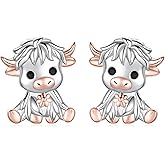 925 Sterling Silver Animal Earrings Hypoallergenic Highland Cow Horse Guinea Pig Otter Monkey Giraffe Bunny Stud Earrings for Women Jewelry Gifts