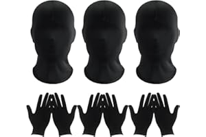 6PCS Halloween Faceless Mask and Gloves Set, Hood Mask Full Face Mask Cloth Black Full Face Mask Full Face Cover Mask