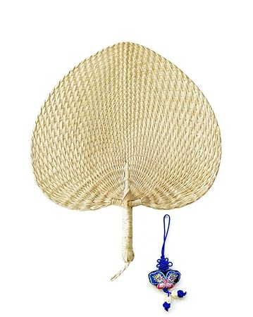 12 Natural Raffia Fans, Whole Leaf, Perfect for Summer Come with Butterfly Embroidery Pendant, Exquisite Handicraft 1pc