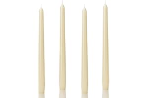 Auralome Ivory Taper Candles 10-Inch - Ivory Candlesticks Dripless Long Cream Tapered Candle Tall Unscented Smokeless Slow Burning Paraffin Wax Candle Sticks for Wedding Dinner Home Decor 4 Pack