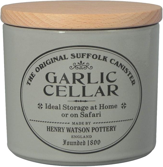 Henry Watson Garlic Keeper Dove Grey, Made in England 11 cm x 11