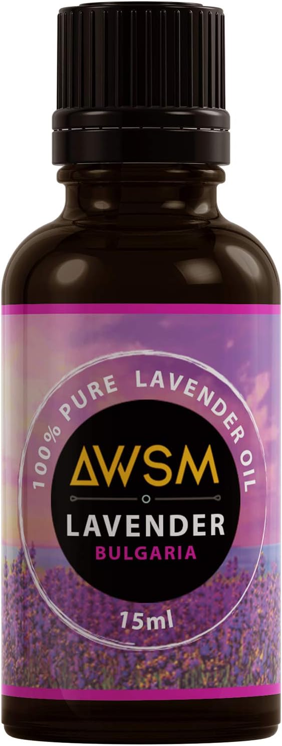 AWSM Lavender Essential Oil (Bulgarian) - 100% Pure, Steam Distilled, Therapeutic Grade for Relaxation, Sleep, Tension Relief, Hair Growth, Skin Care - (15ml)