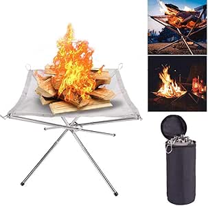 QLADY Fogata portátil para Acampar al Aire Libre Chimenea de Malla de
