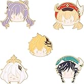 Hutao Brooch Pin - Hutao Characters Cosplay Enamel Brooch Lapel Pin - Gift for Fans, Women and Girls (5pcs)