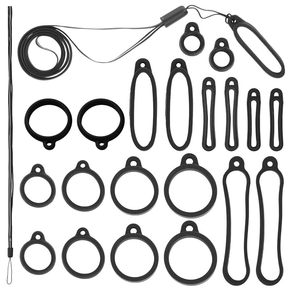 Photo 1 of CRASPIRE 9 Sizes Anti-Lost Silicone Rubber Rings Set 8-58mm 20Pcs Adjustable Ring with 1Pc Lanyards Strap Pendant Necklace Fixing Holder Soft Protective Replacement Multipurpose Keychain