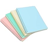 YIKANGHENG 4 Pcs A5 Size Spiral Notebook, 4 Color 8.3 Inch x 5.9 Inch Thick Plastic Hardcover 7mm College Ruled 80 Sheets for Study and Notes (light)