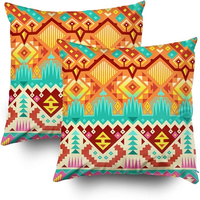 Aztec 18x18 2Pack Pillow Cases,Decorative Throw Pillow