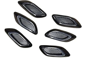 Diamall 6 PCS Car Fender Trim Decorative, Fashion Air Flow Fender Side Intake Vent Decoration Decal, Hood Vents Sticker Simulated Air Outlet, Sport Modified Accessories for Most Cars (Black)