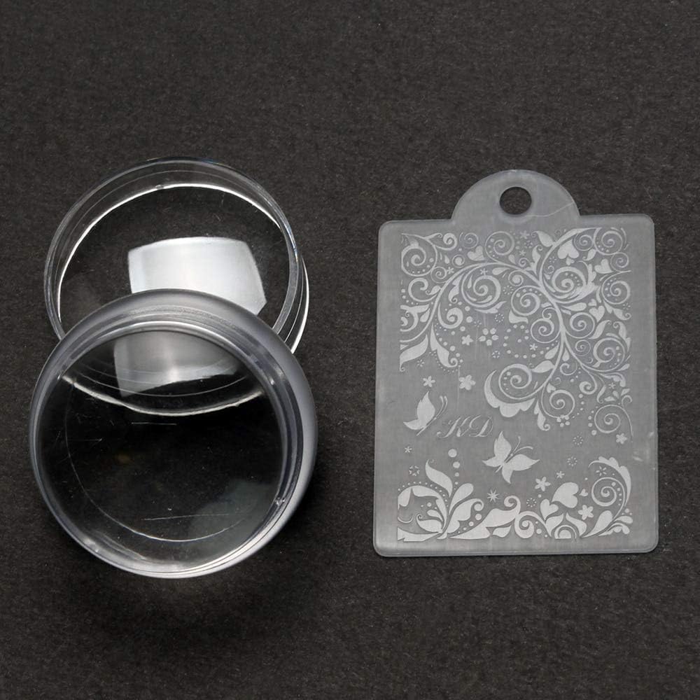New Pure Clear Jelly Silicone Nail Art Stamper Plastic Plate Scraper with Cap Transparent Nail Stamp Tools Set Nail Polish