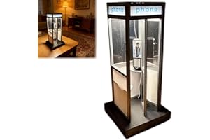 Retro Phone Booth Table Lamp, Miniature Tall Phonebooth LED Night Light, Phone Box Decorative Night Light for Bedroom,Office,