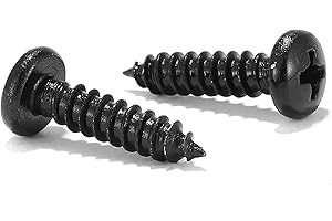 #4 x 3/4" Wood Screw 100Pcs 18-8 (304) Stainless Steel Pan Head Fast Self Tapping Drywall Screws Black Oxide by SG TZH
