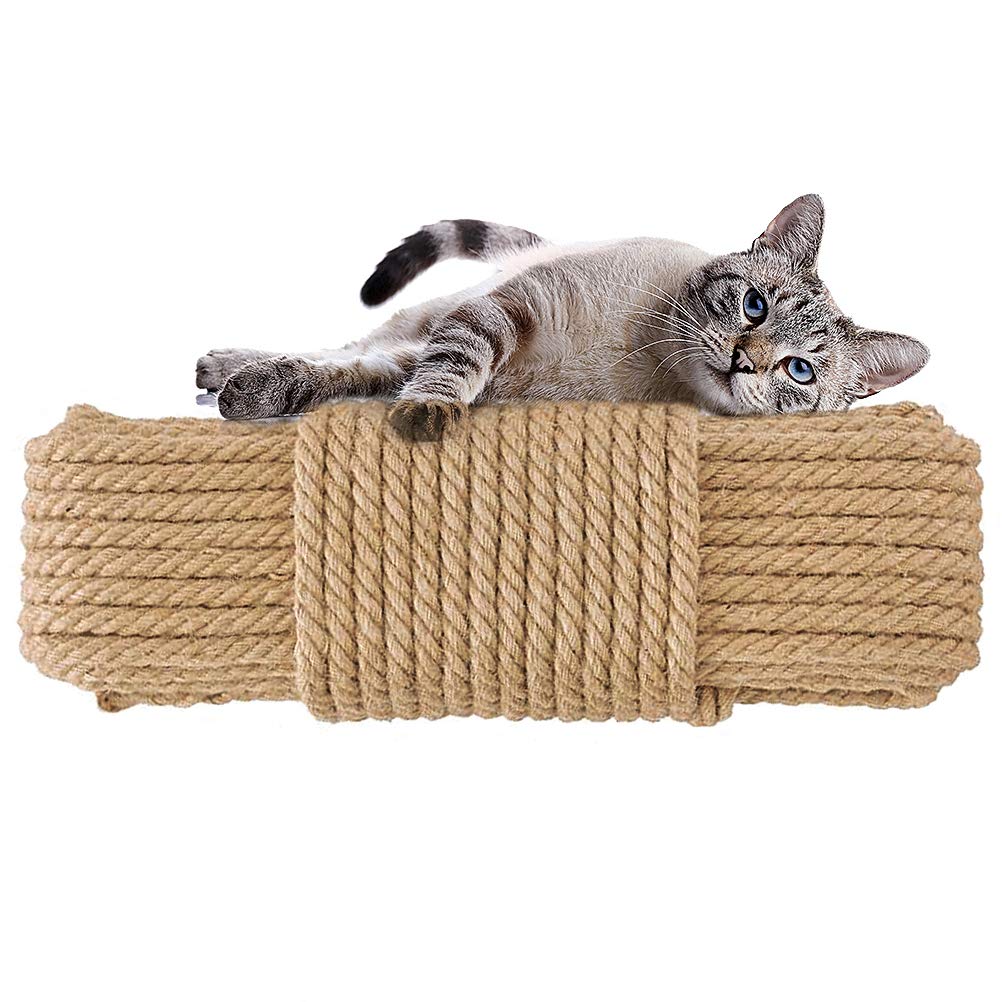 Aoneky Cat Scratching Sisal Rope 6mm/8mm/10mm, Hemp Rope for Decoration, Posts Trees Replacement (33FT, 6mm)