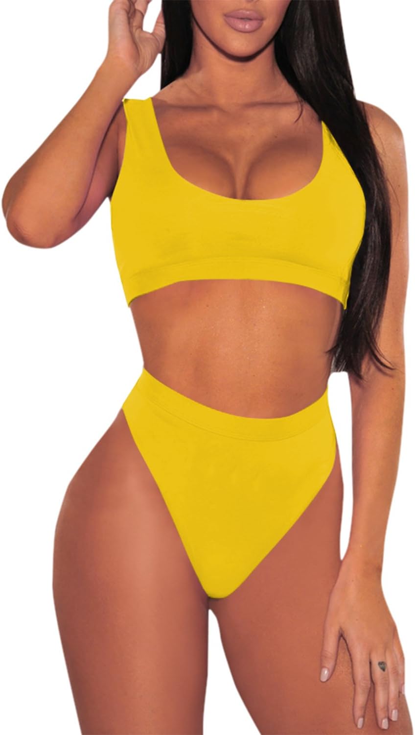Women's Crop Top High Waisted Cheeky Bikini Set Two Piece Swimsuits