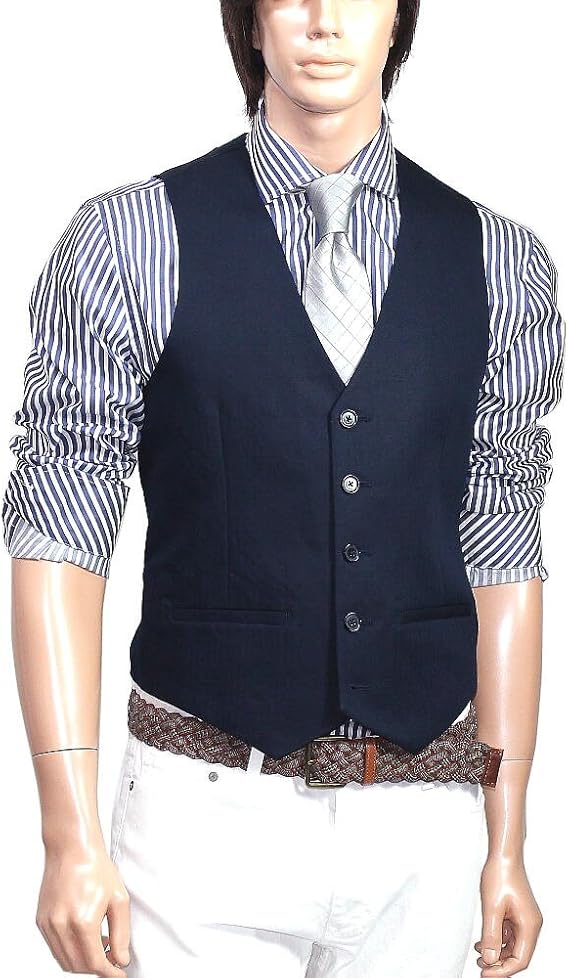 Amazon Ck Calvin Klein カルバンクライン 麻綿 スーツ地 ジレ 紺ネイビー L 並行輸入品 ベスト 通販