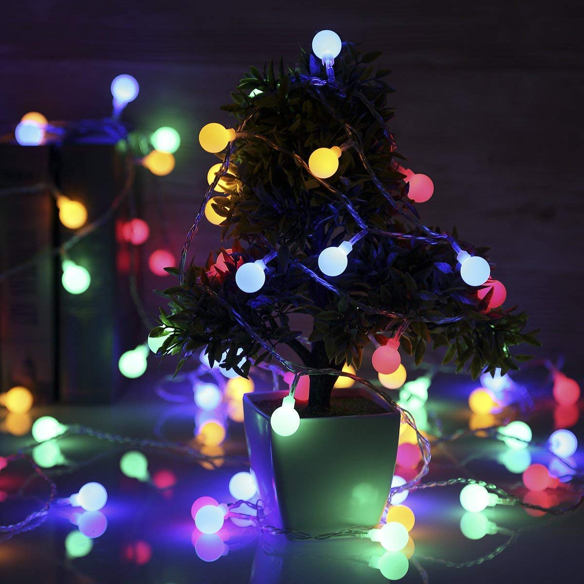 LED Globe String Lights EVXVE 100 Colored Mini Lights 8 Modes Waterproof Fairy Lights For Indoor & Outdoor Home Garden Patio Party Holiday Christmas Decoration (44Ft )