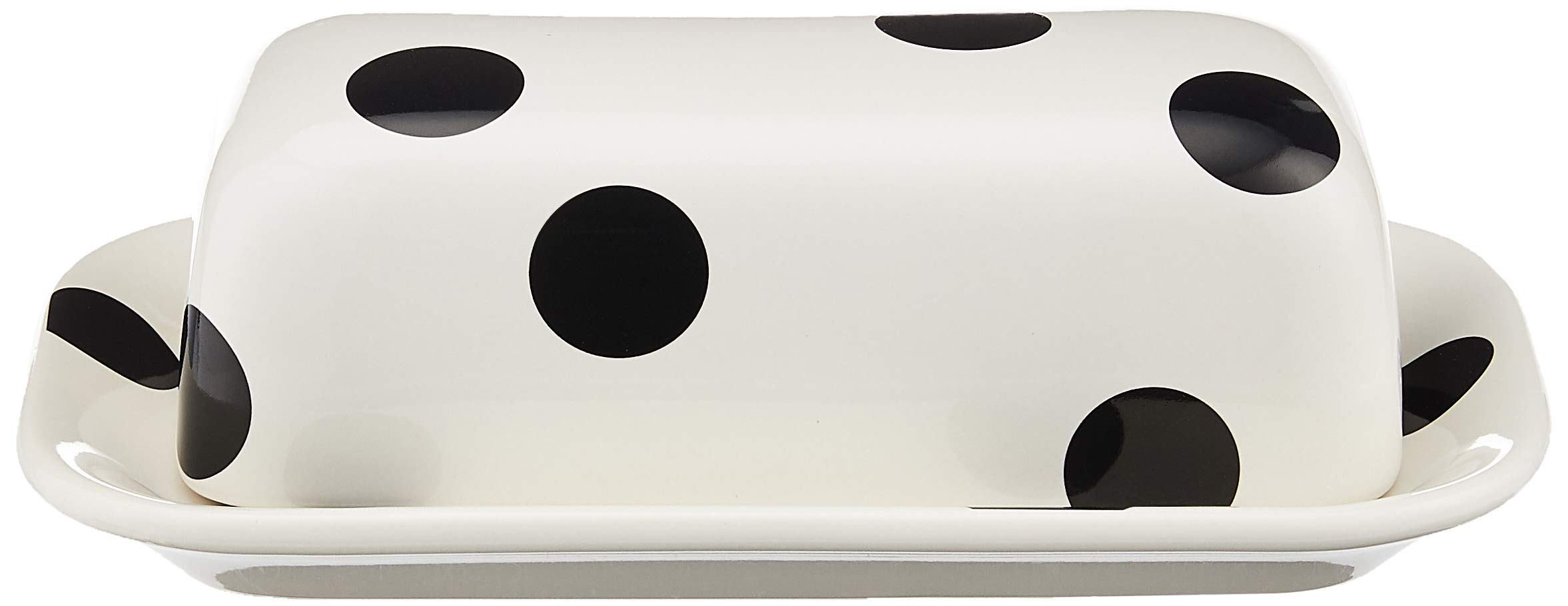 kate spade new york 856724 Deco Dot Covered Butter Dish, Stoneware, White