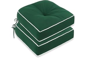MJIAIDEA Outdoor Tufted Chair Cushion Set of 2 Waterproof and Fade-Resistant Chair Pads with Ties for Patio Dining Chairs Ind