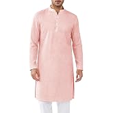Runcati Mens Kurta Thobe Textured Henley Shirt | Kaftan, Long Sleeve, Indian Robe, Casual, Muslim Gown Shirt