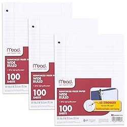 Mead Loose Leaf Paper, 3 Pack, Notebook Paper, Wide