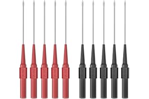 CNHIDEE 10PCS Back Probe Kit with 4mm Banana Socket (0.7mm Needle) | Non-Destructive Wire Piercing Probes Pin for Car Tester & Automotive Testing Tools Multimeter Tester (Red-Black)