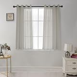 CUCRAF Eyelet Net Curtains 2 Panels 54" x 55" Light Grey Voile Sheer view 1