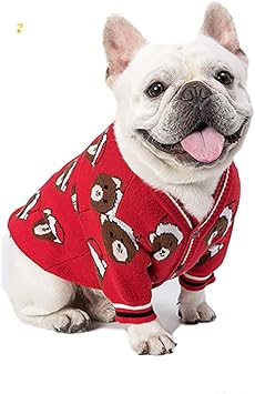 Amazon Pp Dd ペット服 クリスマス風衣装 熊柄 セーター カーディガン ニット フレンチブルドッグ フレブル 秋冬服 洋服 猫の服 萌 可愛い 面白い 暖かい お散歩お出かけウェアに M レッド Pp Dd セーター 通販