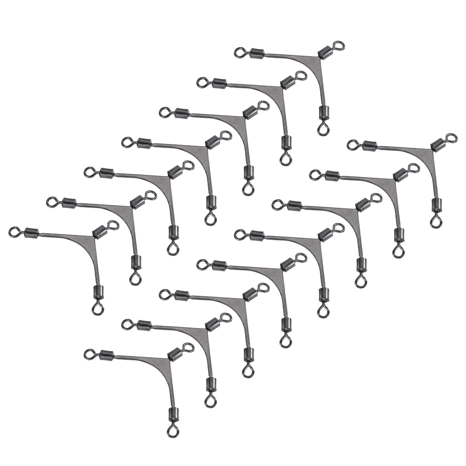 PATIKIL 3 Way Swivel Fishing Tackle 4# 42lb, 15Pcs Stainless Steel Cross-Line Swivels Rolling Barrel Triple Lure Connector Fishing Rigs for Saltwater Freshwater
