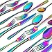 KADINA Rainbow Silverware Set, 20-Piece Stainless Steel, Dishwasher Safe - Unique Cutlery Set, Dining Utensils and Flatware Kit, Service for 4, Rust Resistant - High-End Forks and Spoons Set