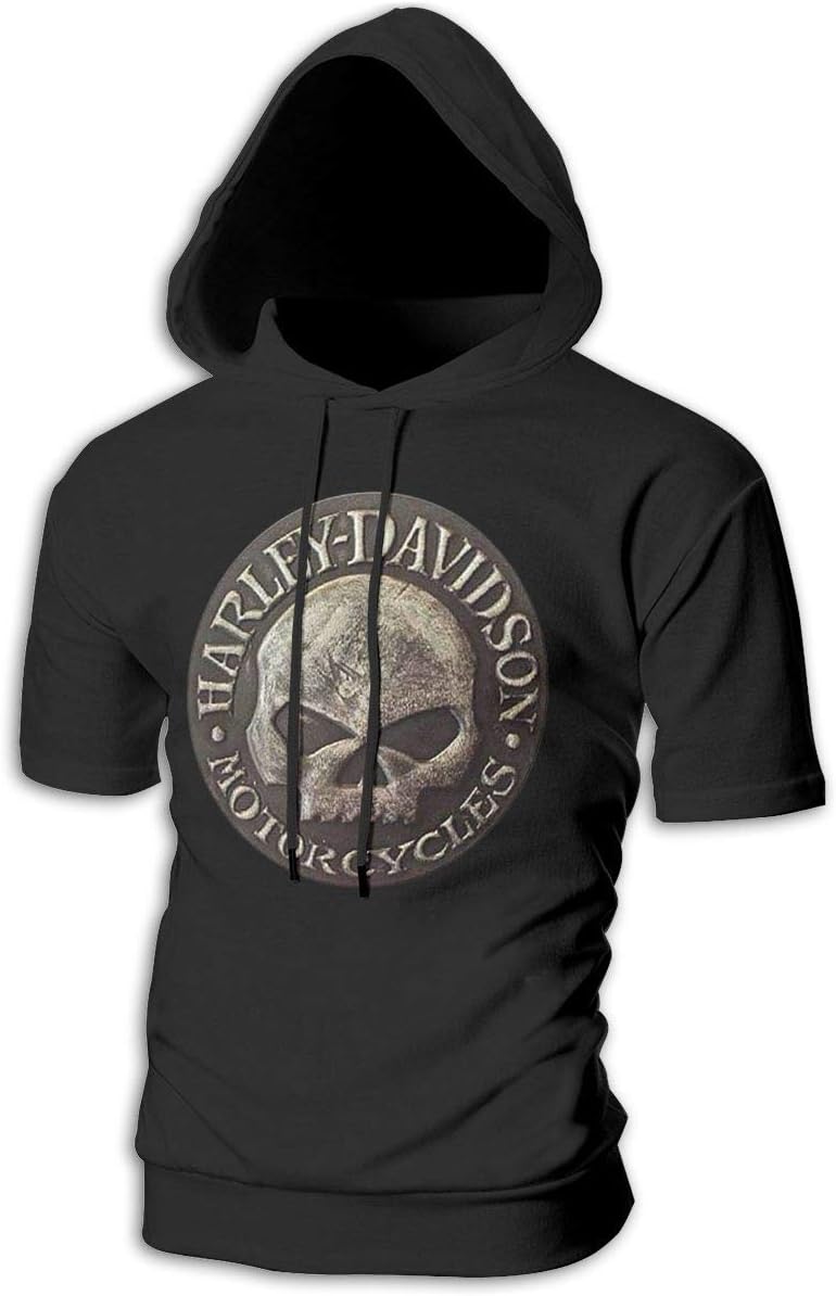 Distressed Willie G Skull Leather Printed Pullover Sweatshirt Hoodie Short Sleeve Creative Graphic Hooded Shirts