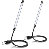 Tujoe 2 Pcs USB LED Gooseneck Light for Laptop Keyboard,Black | Flexible Neck for Computer Desk Reading, Touch Dimmable Control, Clip On Design for Notebook, Portable Night Typing Lamp