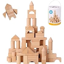 Betoys - Barril 100 Bloques Construcción Madera - Juguete Educativo Para Niños 1-4 Años - Multicolor
