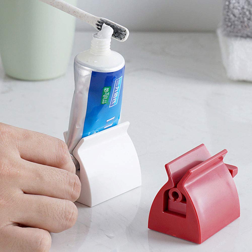 Johouse Toothpaste Squeezer, Set of 4 Rolling Toothpaste Tube Squeezers Toothpaste Tube Holder Multifunction Manual Rotate Toothpaste Dispenser Tube Squeezer Tool Stand for Bathroom
