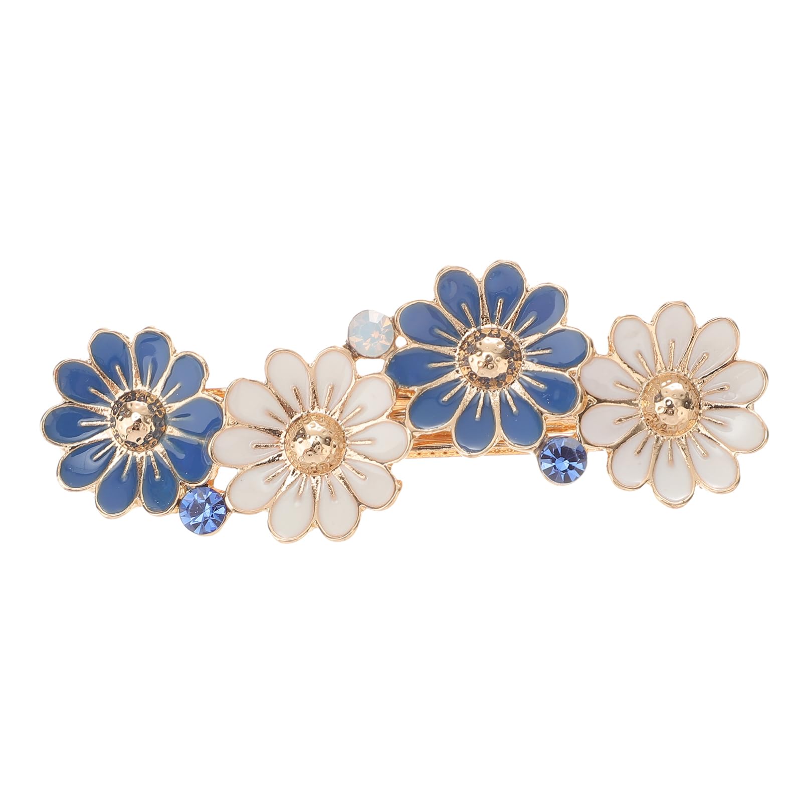 minkissy Blue Flower Hair Barrette Metal Spring Clip 2.4 Inch Vintage Daisy Hair Clip for Women Girls Delicate Navy Blue Accessory for Styling
