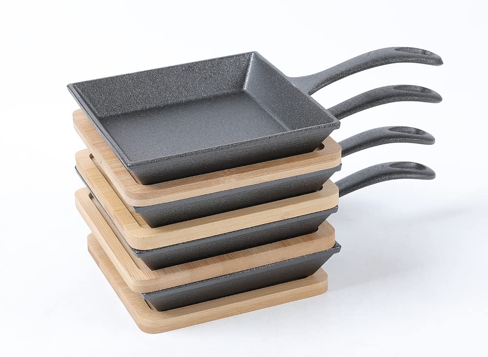 HAWOK Cast Iron Mini Square Skillet Set of