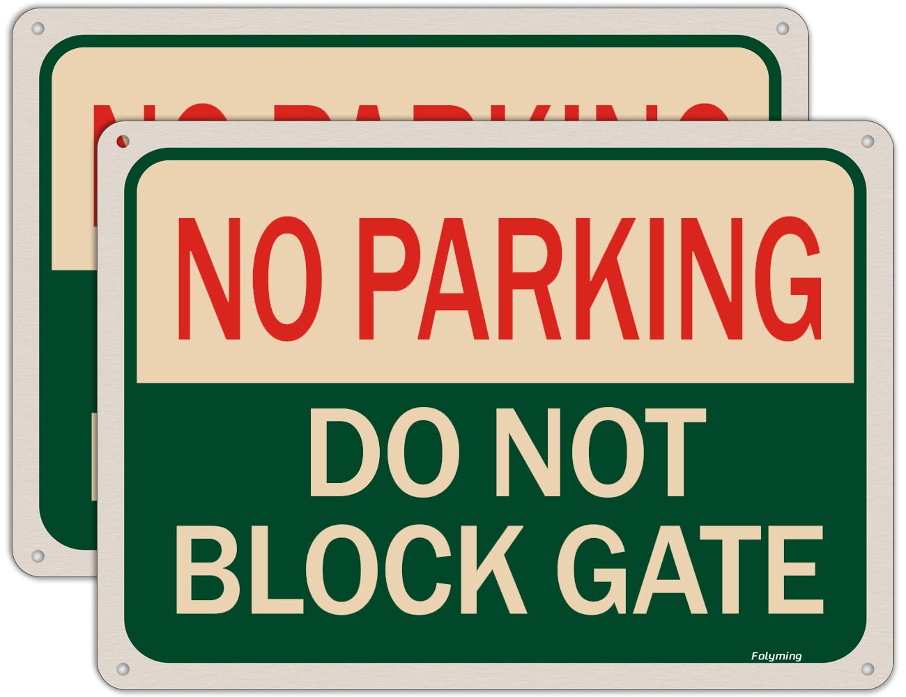 2 pack No Parking Do Not Block Gate Signs No Parking Signs 14 x 10 Inches Metal Reflective Sturdy Rust Aluminum Weather Resistant Waterproof Durable Ink Easy to Install