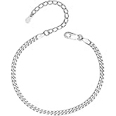 LeCalla 925 Sterling Silver Chain Anklets for Women Teen, Basic Chain Link Ankle Bracelets Anklets Beach Anklets, Summer Jewelry