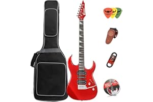 BENSSICA Electric guitar beginners beginners adult practice electric guitar advanced performance set professional grade-D170 (Red)