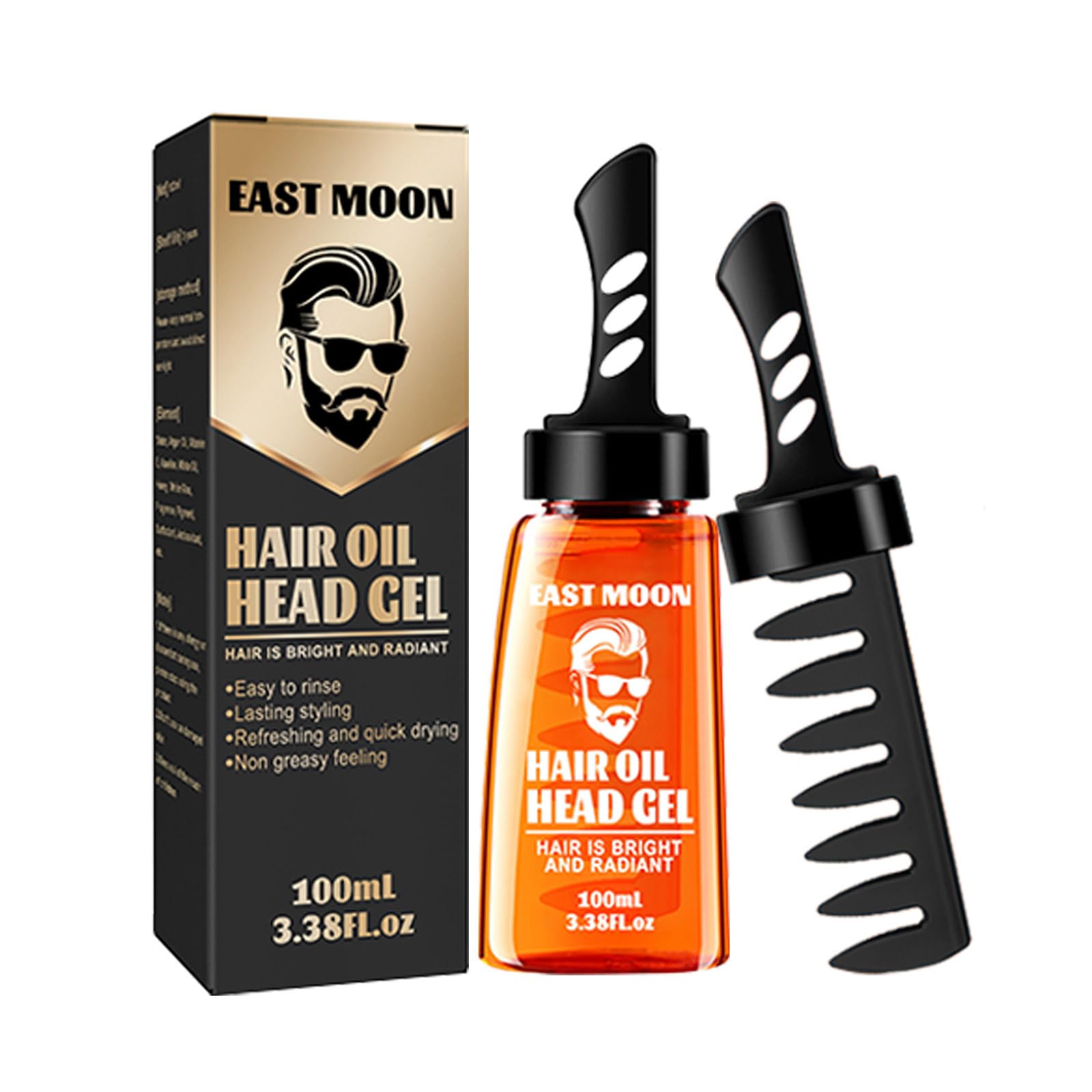 2 in 1 Hair Wax Gel with Comb, Long-Lasting Fluffy Fast Build Hair Oil Head Gel 100ml