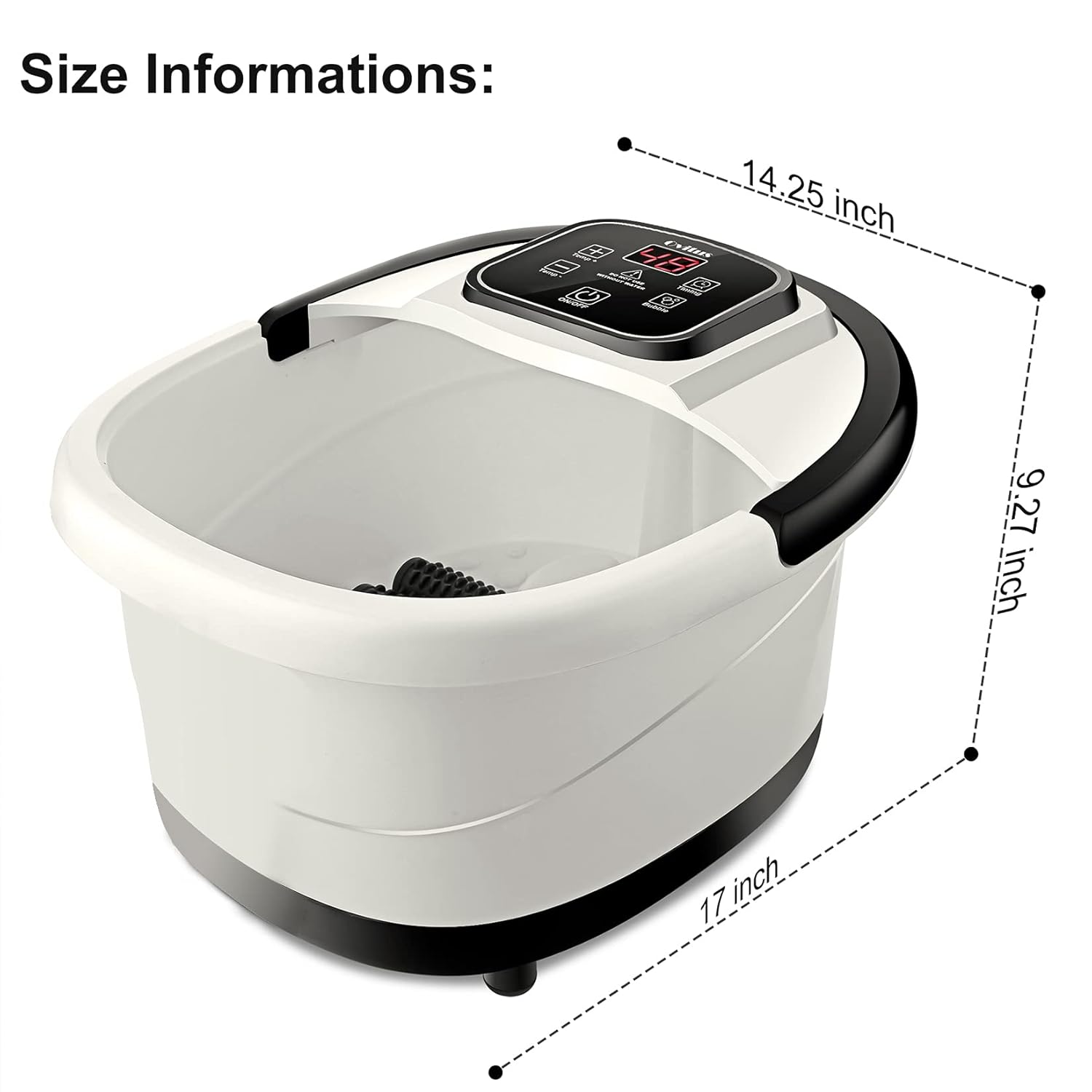 Foot Spa Bath Massager with Heat Bubbles, 8 Removable Massage Rollers, Time & Temprature Control, Pedicure Foot Soak for Tired Feet Stress Relief Home Use, Large Size for Soaking Feet: Beauty