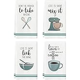 Artoid Mode Ware Funny Coffee Kitchen Towels Dish Towels, 18x26 Inch Farmhouse Daily Holiday Cooking Baking Decoration Cleaning Set of 4
