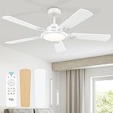 TCL Ceiling Fans with Lights, 52 Inch Ceiling Fan with Light and Remote Control, Reversible DC Motor, Noiseless, Dimmable 36W LED, Modern Ceiling Fan for Bedroom Living Room (White)