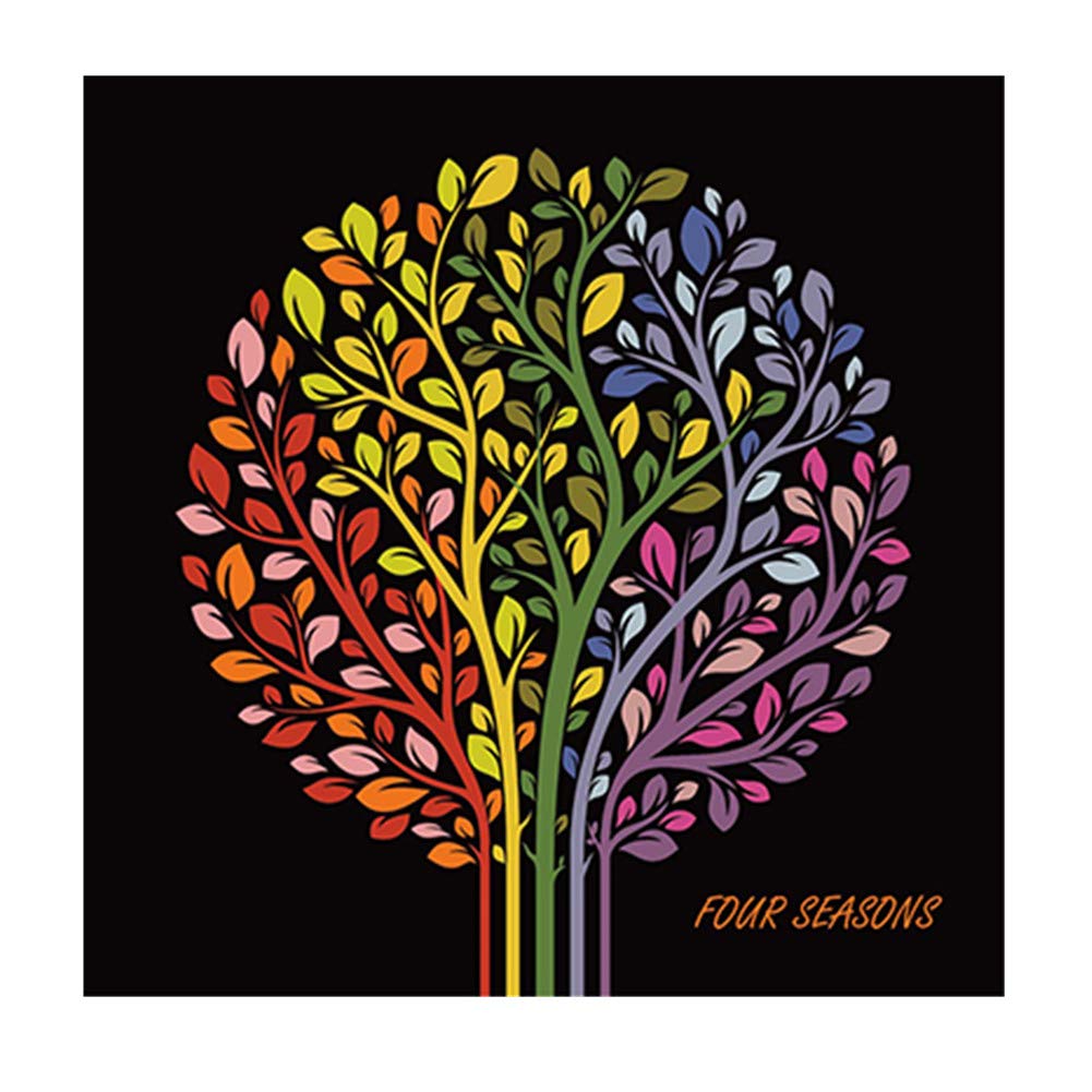 YEESAM ART New Paint by Numbers for Beginner - Four Seasons Tree Colorful Tree of Life 8x8 inch Linen Canvas - DIY Number Painting (Love Heart)