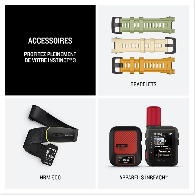 Instinct 3, AMOLED (édition limitée) - Montre GPS Robuste et connectée – Sable avec Bracelet Silicone Sable - Boîtier 45 mm