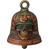 250th Anniversary Motorcycle Bell – Handmade Guardian Bell, Marine Corps Keychain, Lucky Gift for Riders and Veterans