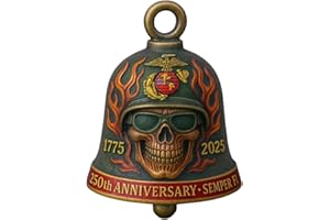 WSZLXG 250th Anniversary Motorcycle Bell – Handmade Guardian Bell, Marine Corps Keychain, Lucky Gift for Riders and Veterans